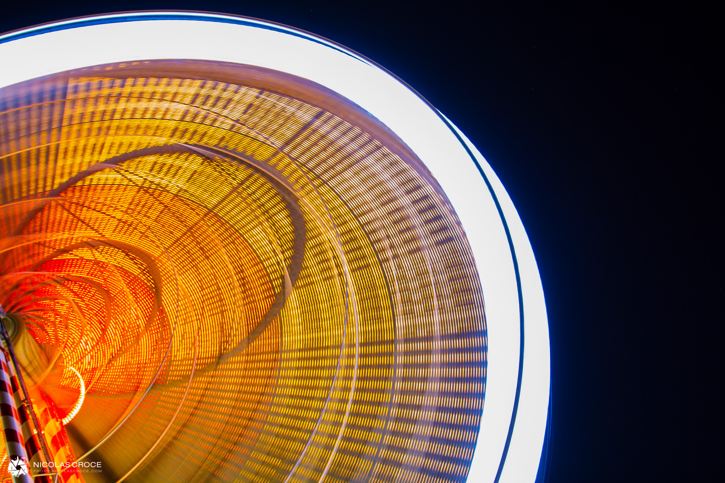 Ferris wheel in toulouse, long exposure