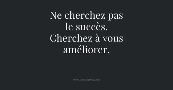 Ne cherchez pas le succès. Cherchez à vous améliorer.
